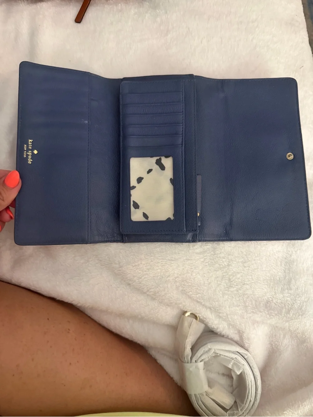kate spade teal blue leather continental wallet